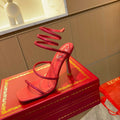 Red Cleo Crystal Strap Sandals
