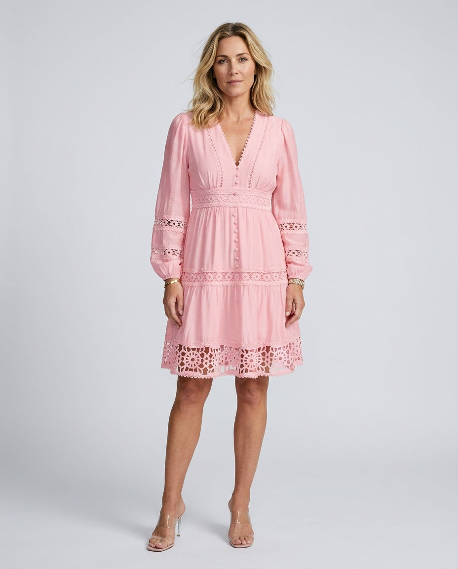 Ada | Vintage Lace-Trim Midi Dress