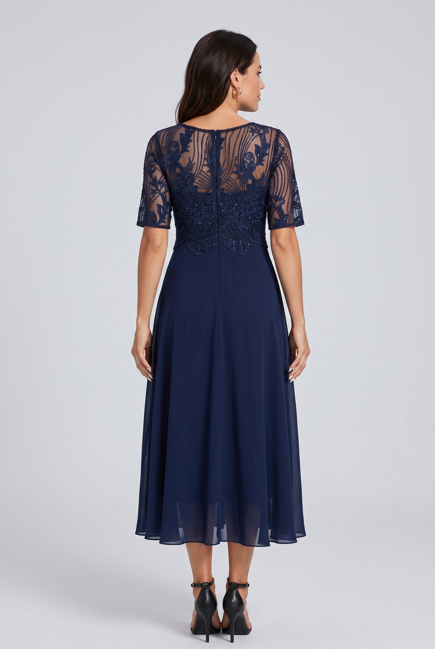 Maeve | Lace Panel Midi Dress