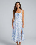 Rhea | Floral Ruched Square Neck Midi Dress