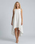 Lena | Sleeveless Linen-Blend Midi with Asymmetric Hem