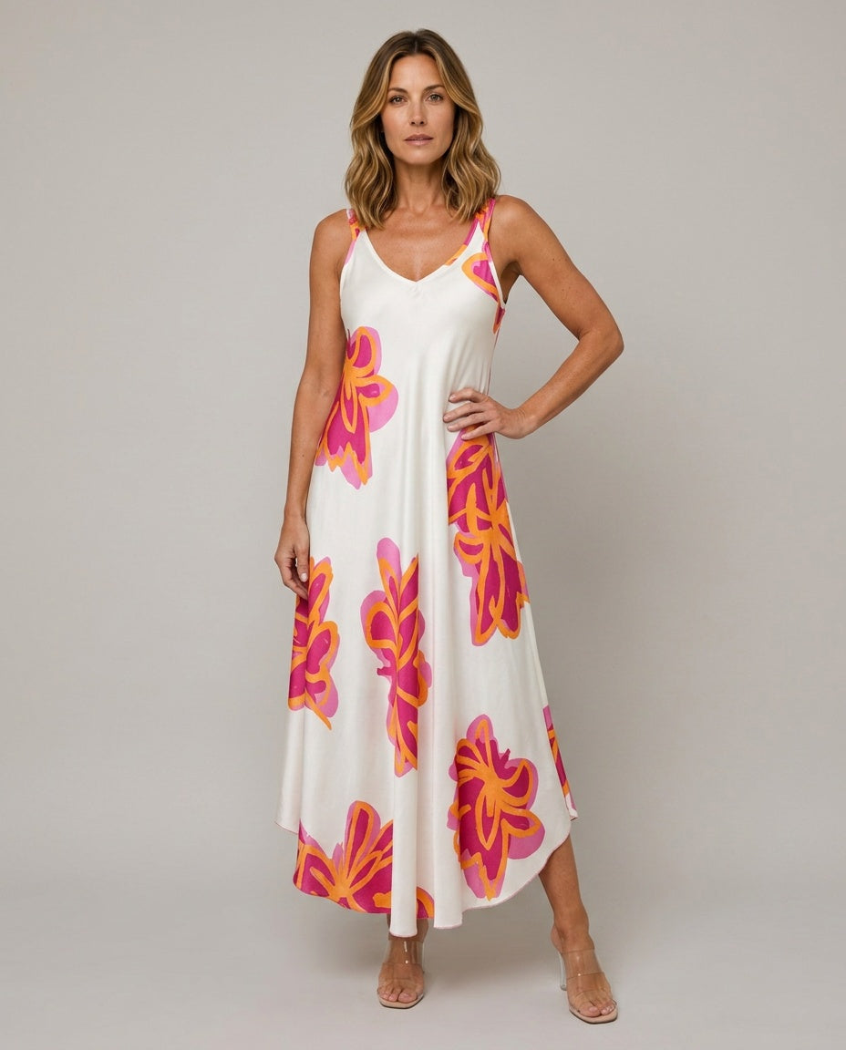 Nuria | Printed Spaghetti Strap Summer Maxi Dress