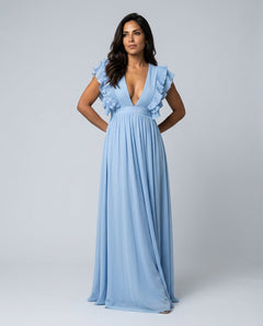 Tessa | Ruffled Sleeve & Neckline Maxi Dress