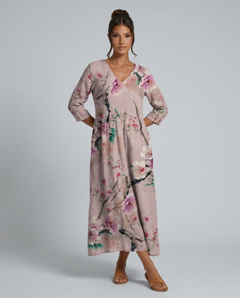 Bianca | Flowy V-Neck Floral Summer Maxi Dress