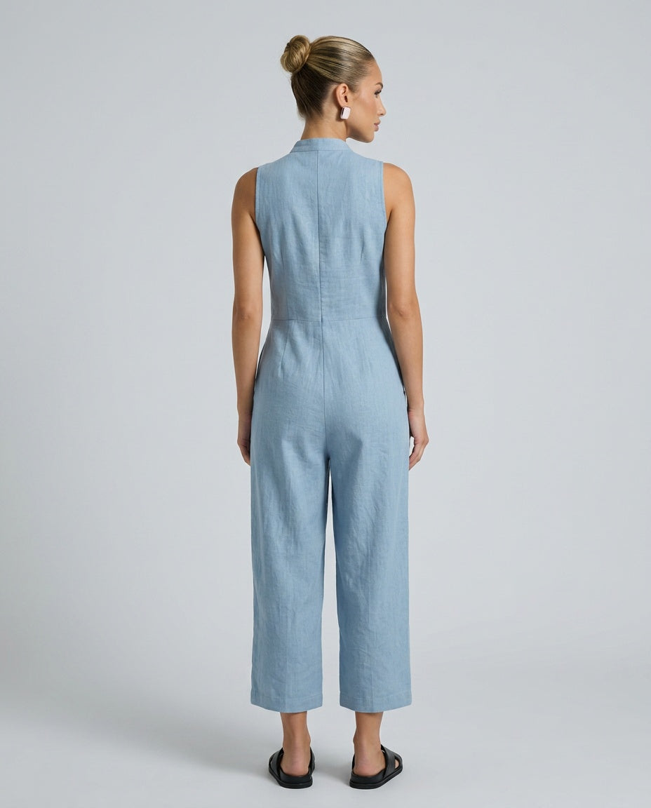 Harper | Linen-Blend Sleeveless Loose Jumpsuit