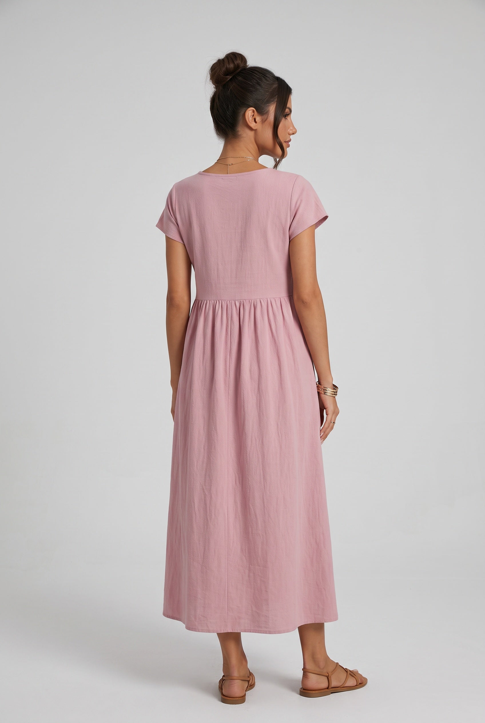 Anais | Loose Fit Round Neck Maxi Dress with Pockets