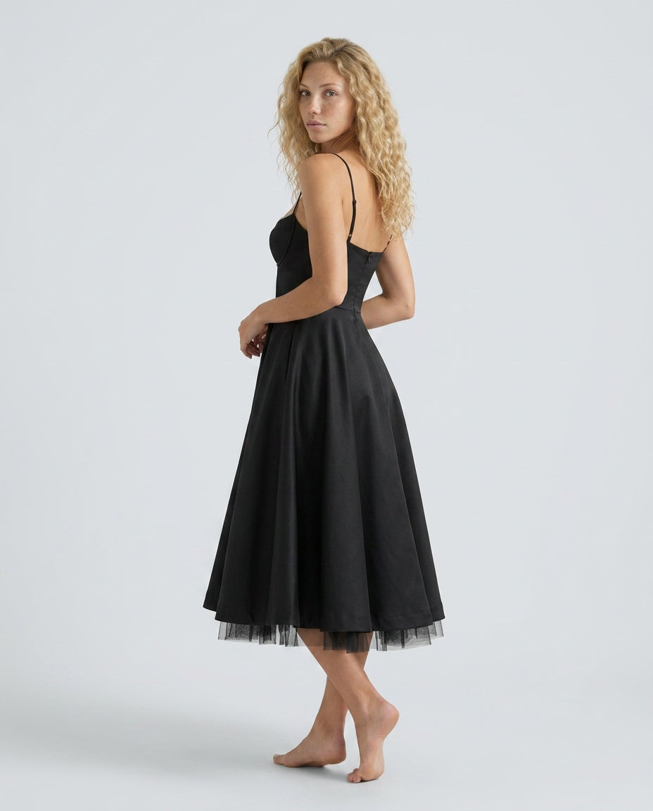 Gemma | Corset Full-Skirt Midi Dress