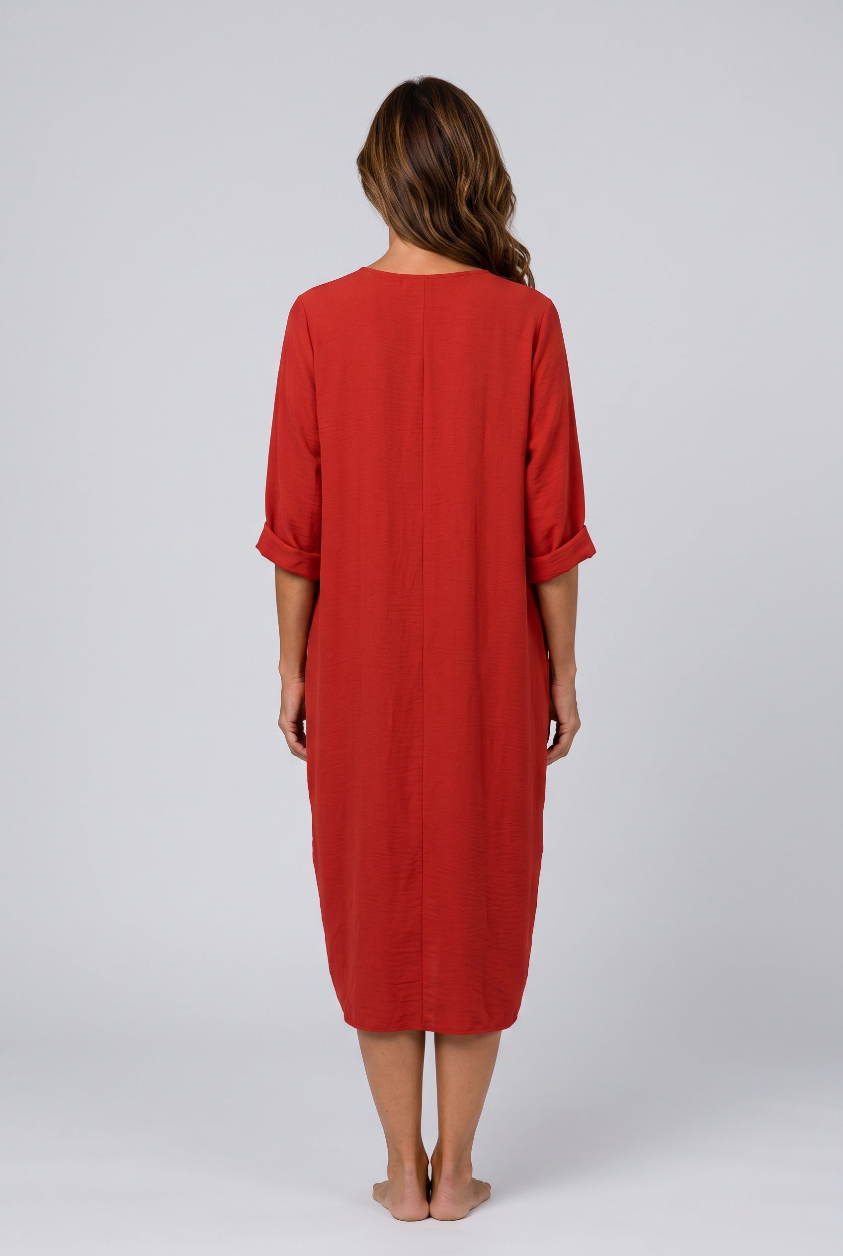 Leticia | Button Front Midi Shirt Dress with Pockets