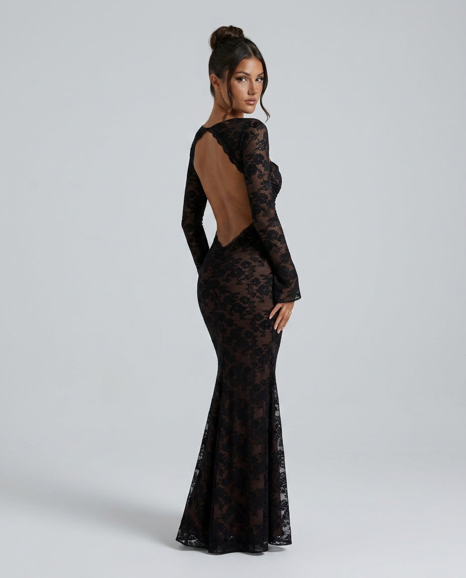Livilla | Long Lace Wedding Guest Maxi Dress