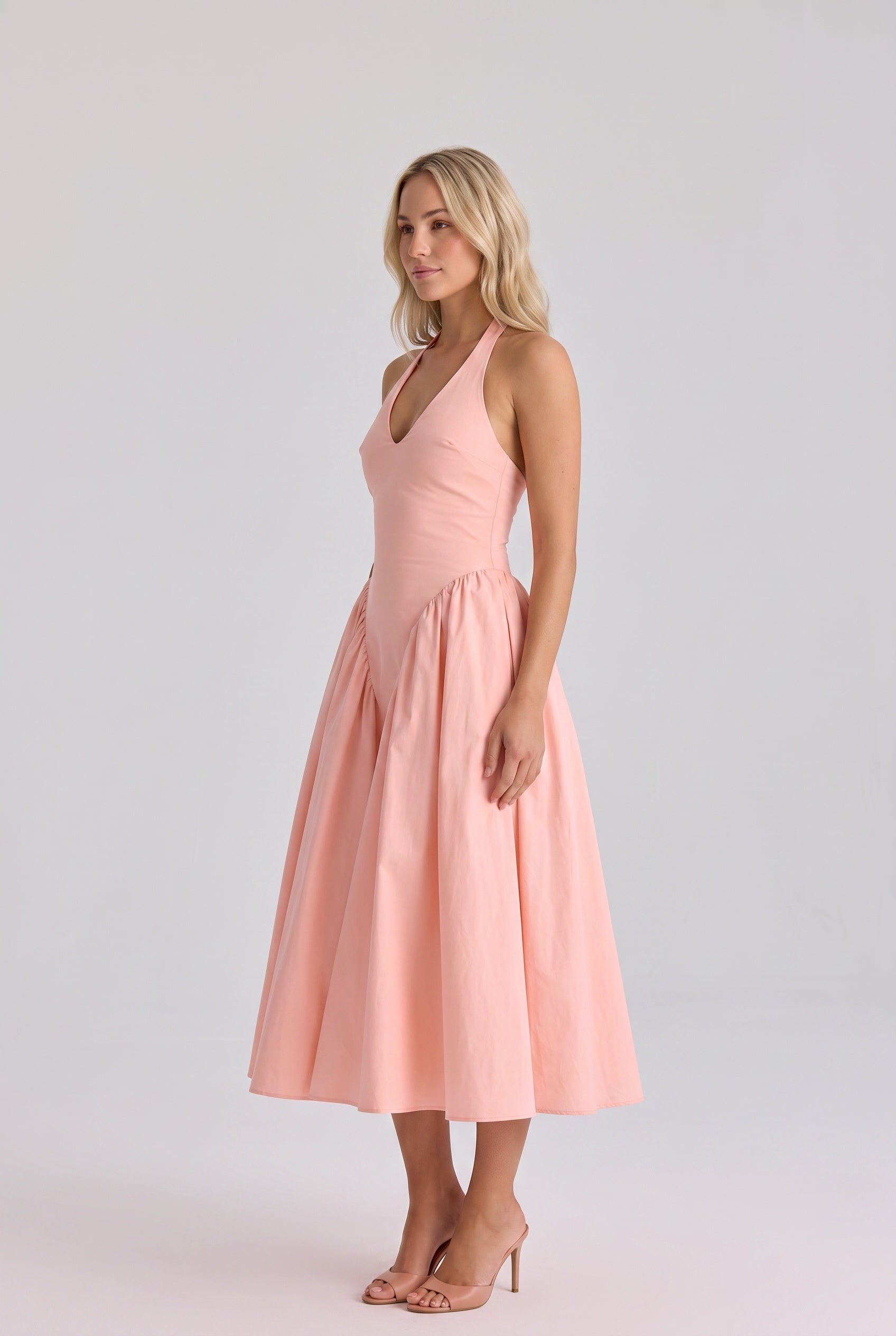 Fernanda | Halter Neck Full Skirt Midi Sundress