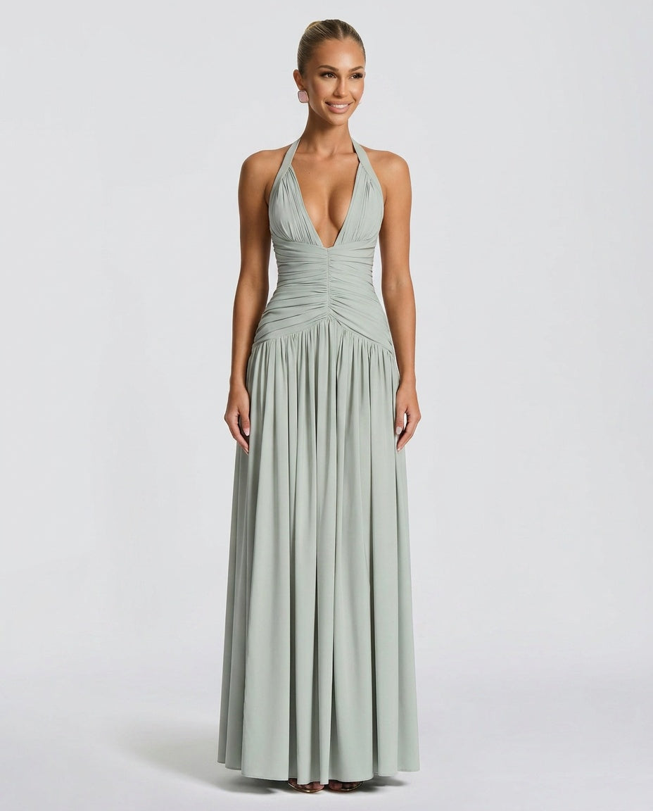 Vesna | Halter Neck Open-Back Maxi Dress