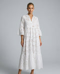 Amara | Openwork V-Neck 3/4 Sleeve Maxi Dress