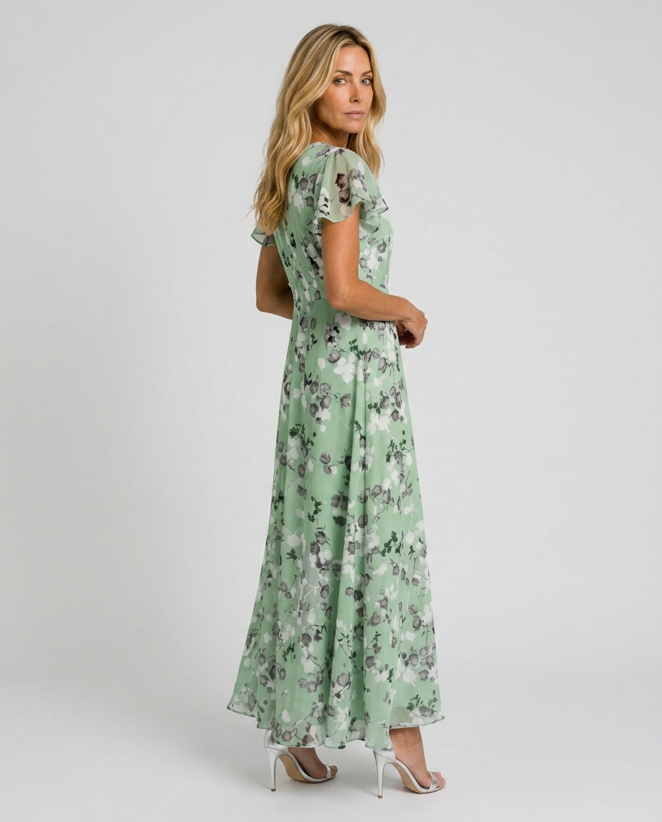 Ruby | Floral Print Chiffon-Look Maxi Dress