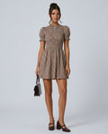 Cleo | Gingham Puffed Sleeve Mini Dress