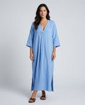 Malena | V-Neck Flowy Linen-Blend Midi Dress