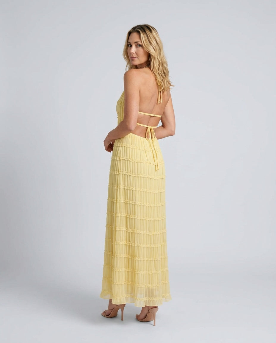 Naia | Pleated Halter Maxi Dress