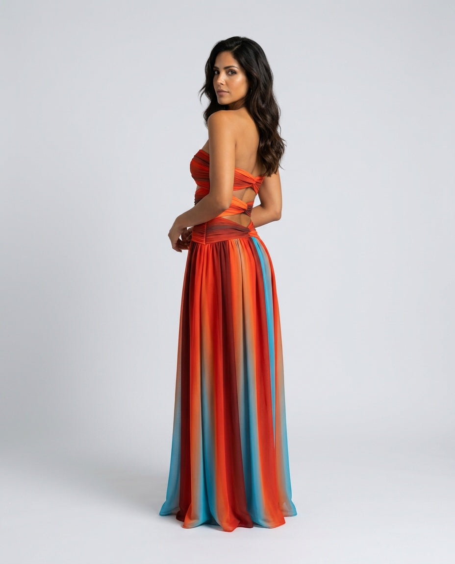 Sabine | Strapless Colourblock Maxi Dress
