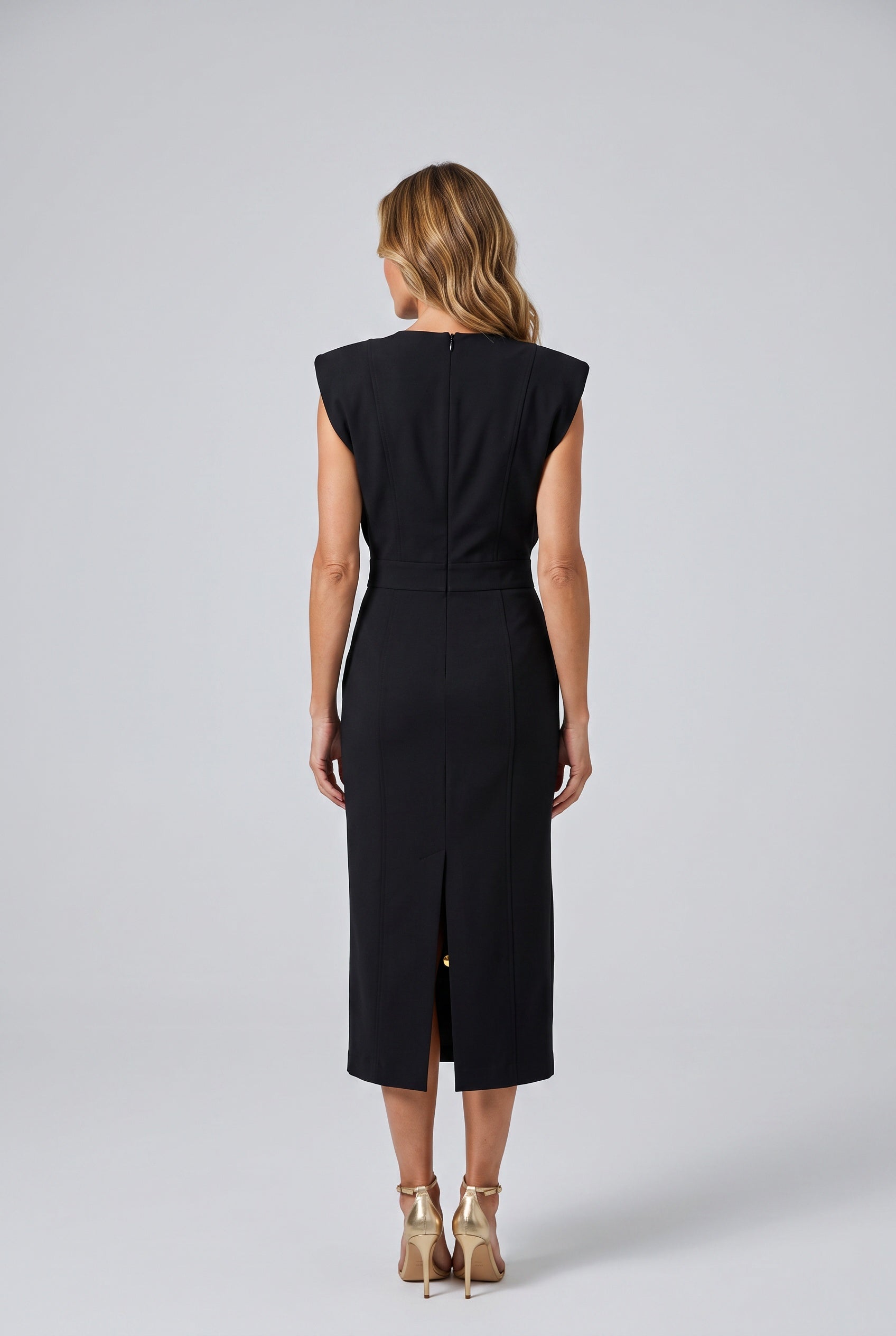 Frida | Sleeveless Side Button Midi Dress
