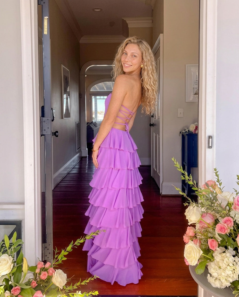 Kim | Strapless Ruffle Maxi Dress
