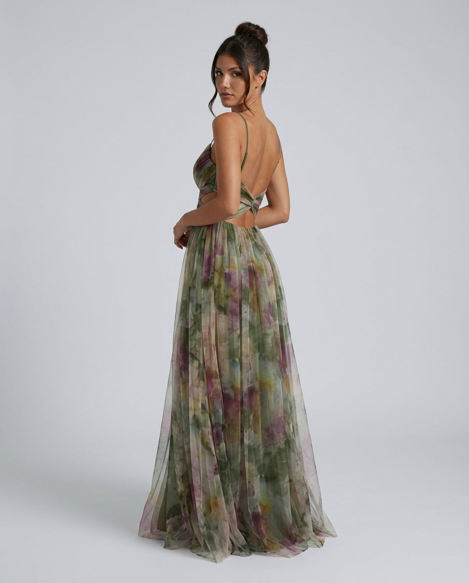 Kira | Multicolour Spaghetti Strap Maxi Dress