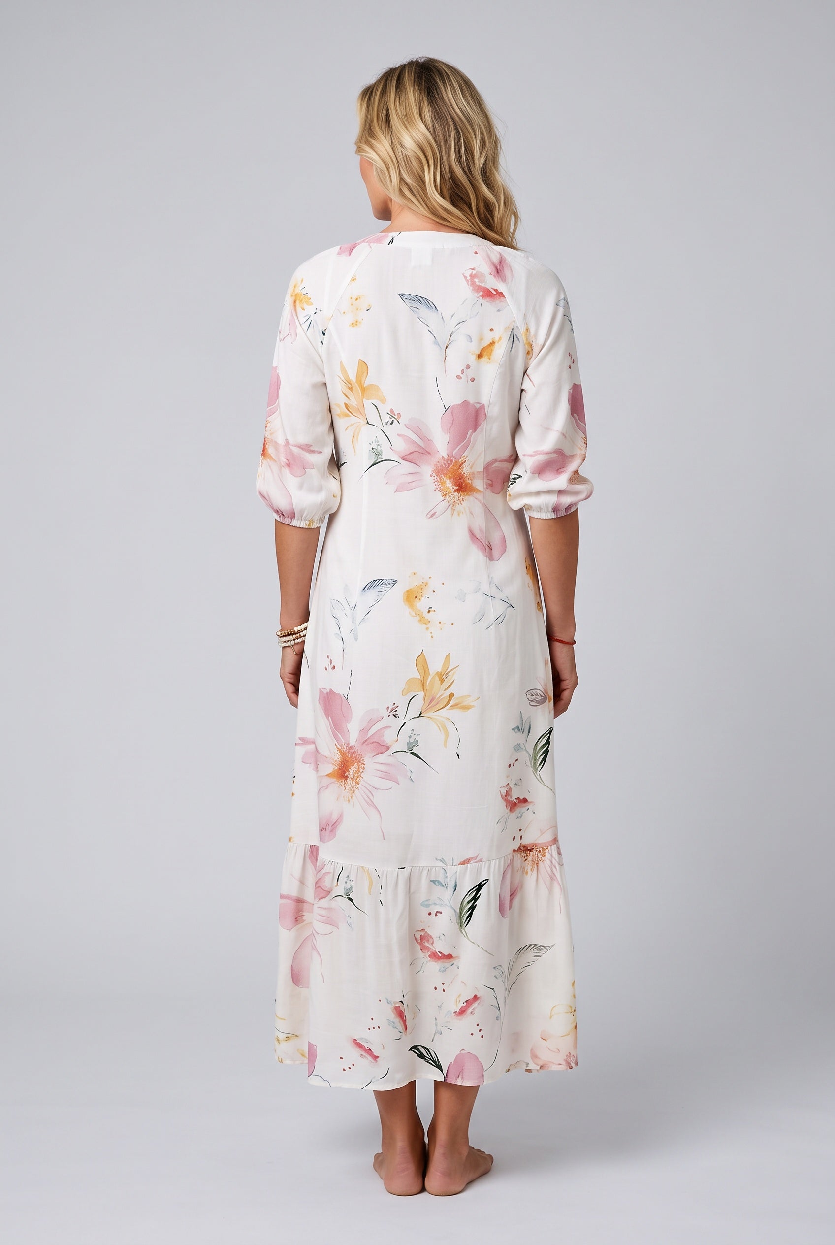 Sienna | Boho Floral Print Midi Dress