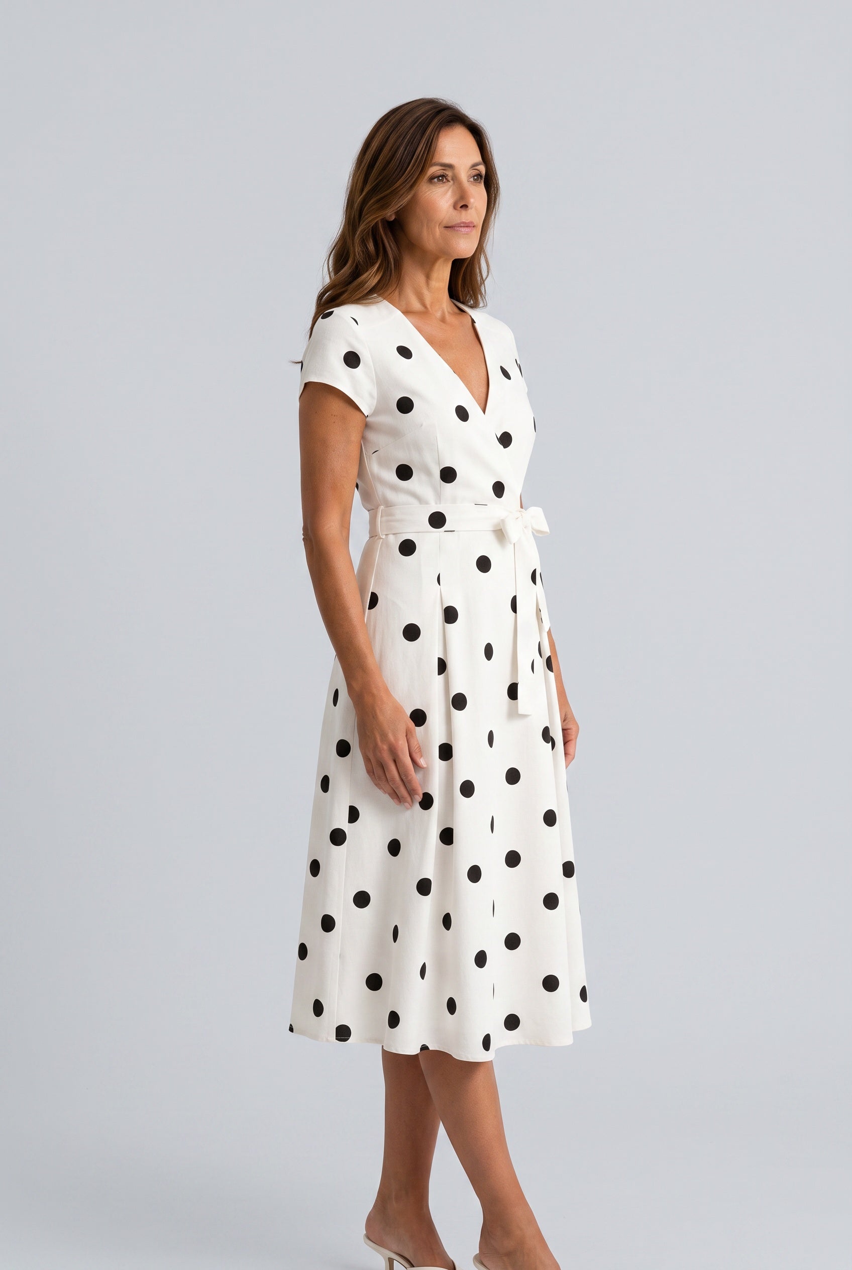 Xenia | Polka Dot Wrap Midi Dress