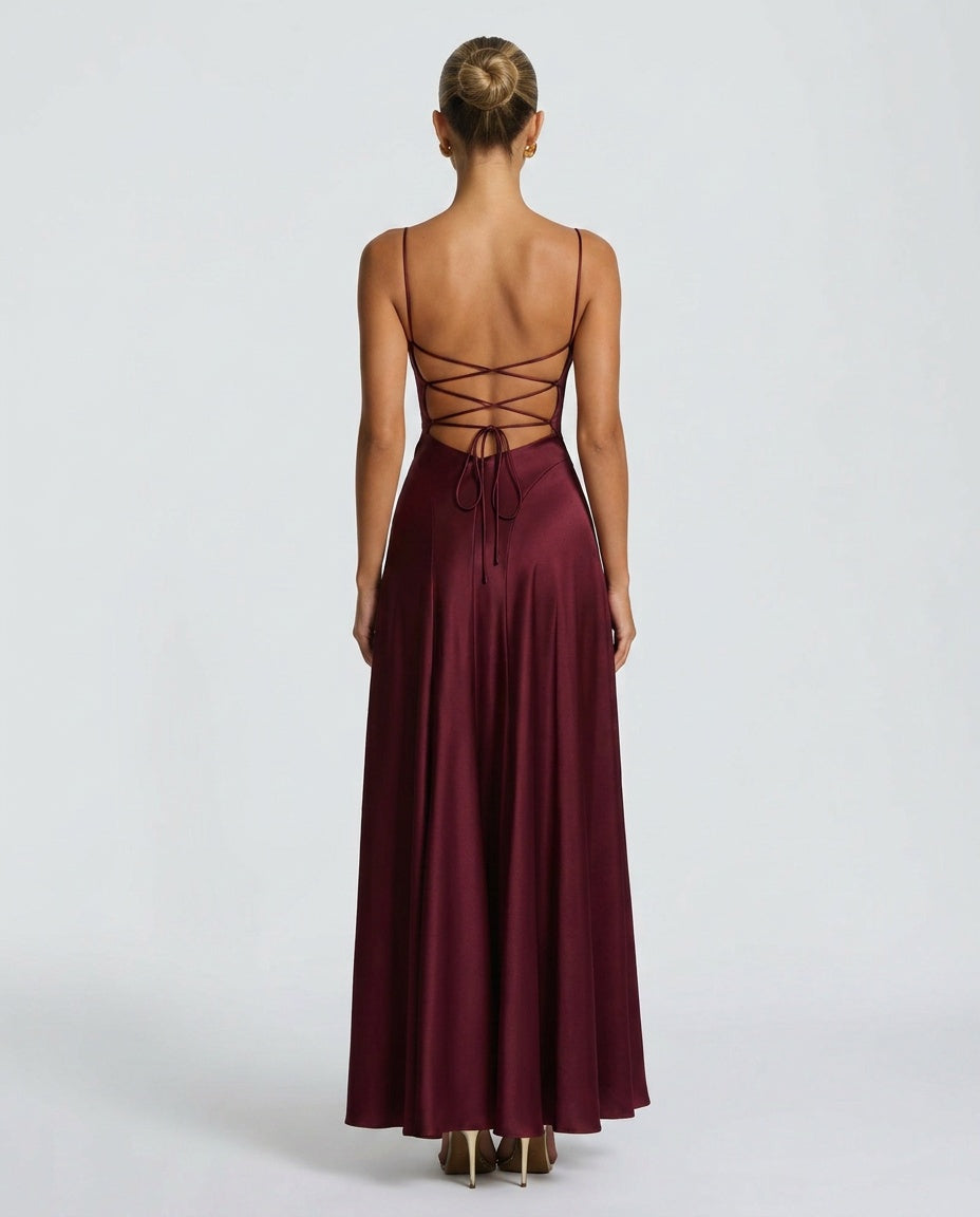 Adelina | Ruched Spaghetti Strap Maxi Dress