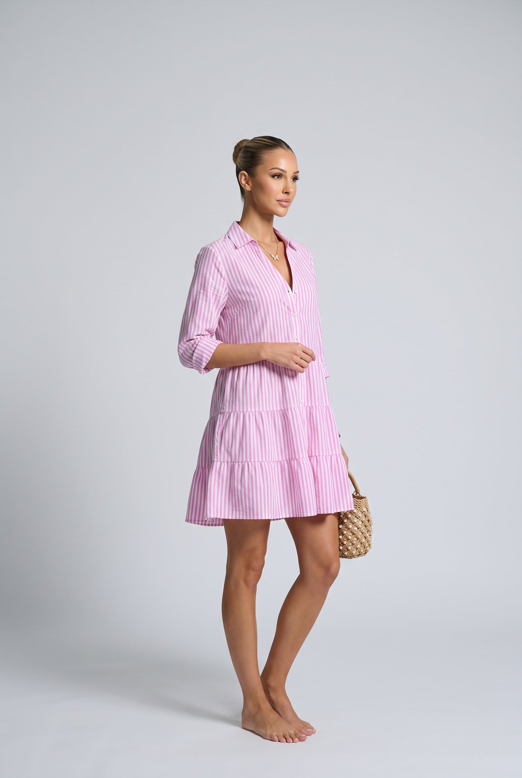 Suri | Striped Button Front Mini Dress