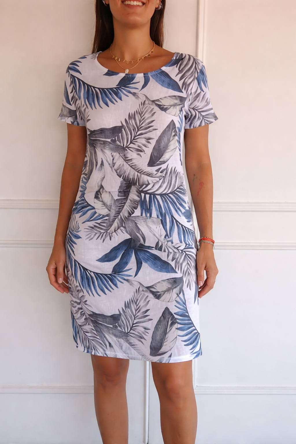 Pavia | Round Neck Cap Sleeve Mini Dress
