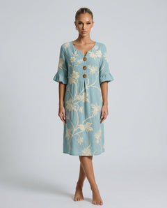 Maeve | Printed Linen-Blend Midi Dress