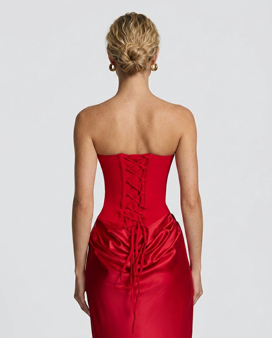 Ivy | Lace-Up Corset Maxi Dress