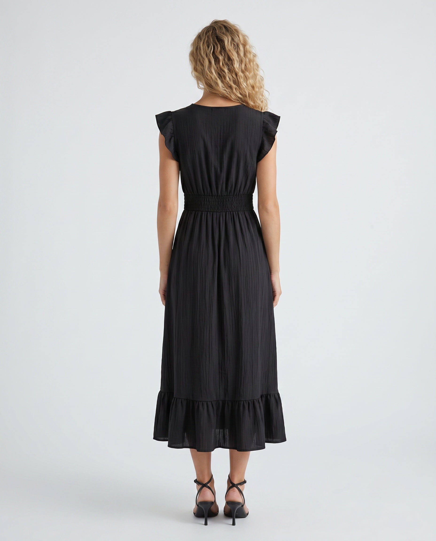 Mirtha | Low Back Ruffle Detail Midi Dress
