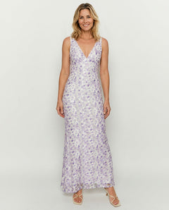 Farida | Lace-Trim Wedding Guest Maxi Dress