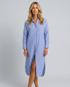 Marley | Striped Button-Through Midi Dress