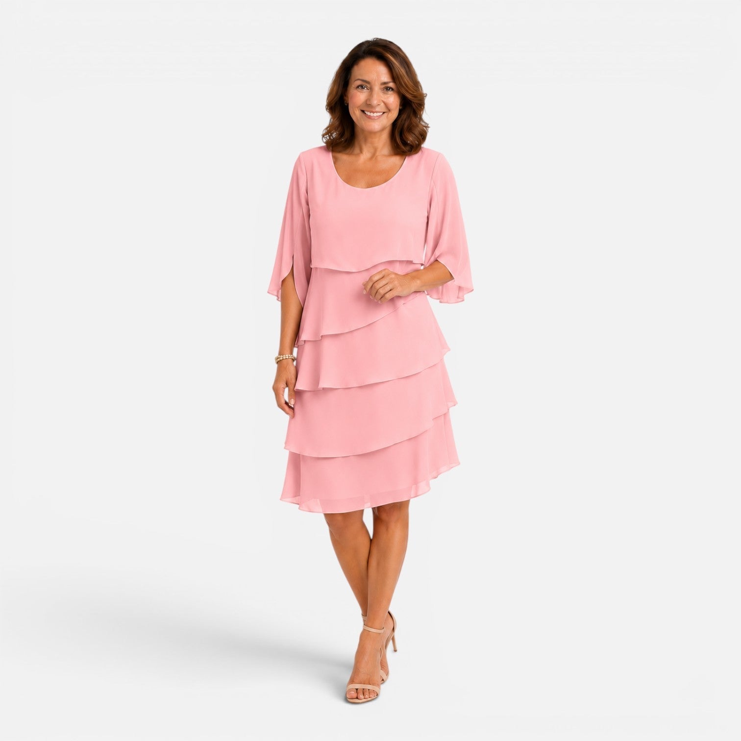 Violet | Chiffon Layered Knee-Length Midi Dress
