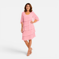 Violet | Chiffon Layered Knee-Length Midi Dress