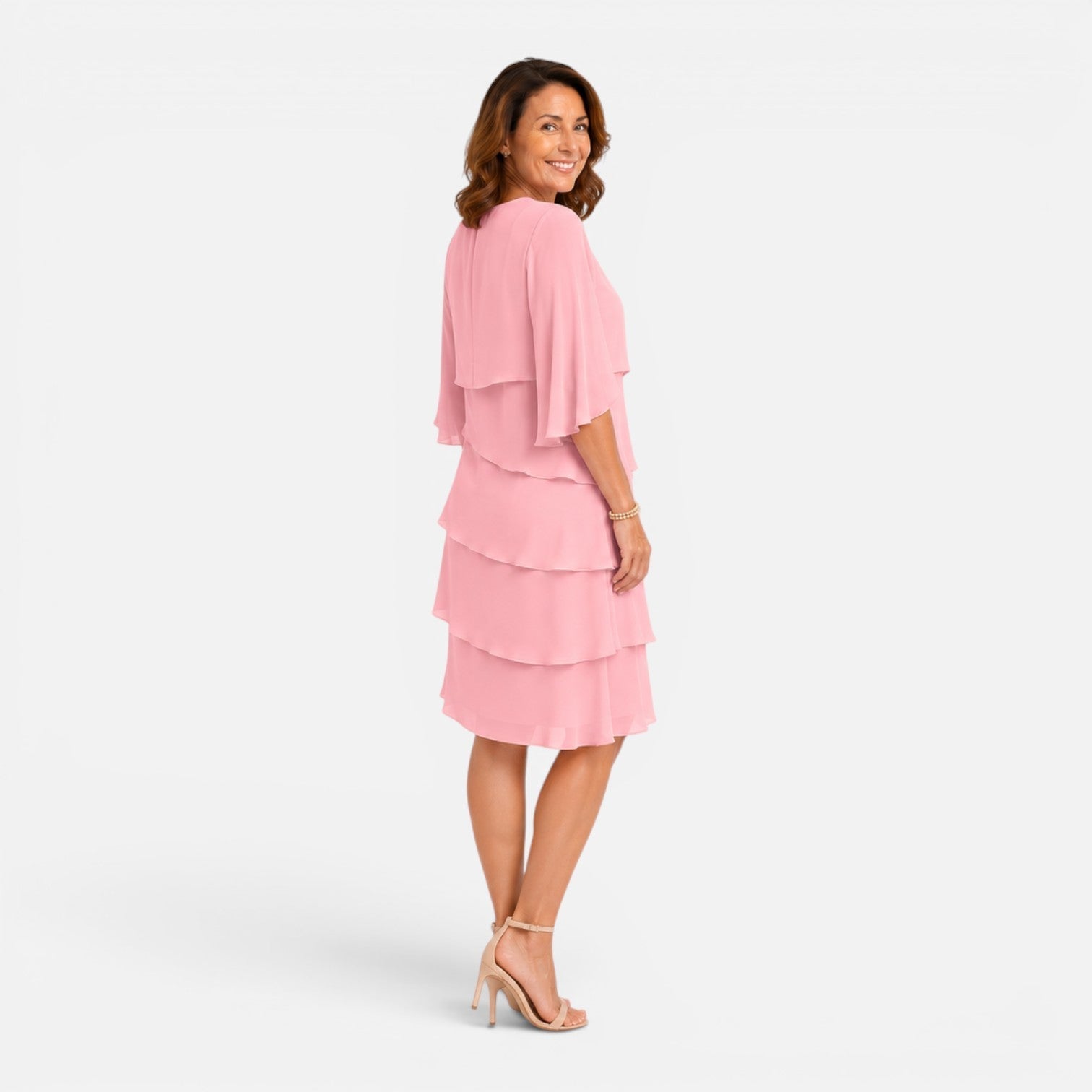 Violet | Chiffon Layered Knee-Length Midi Dress