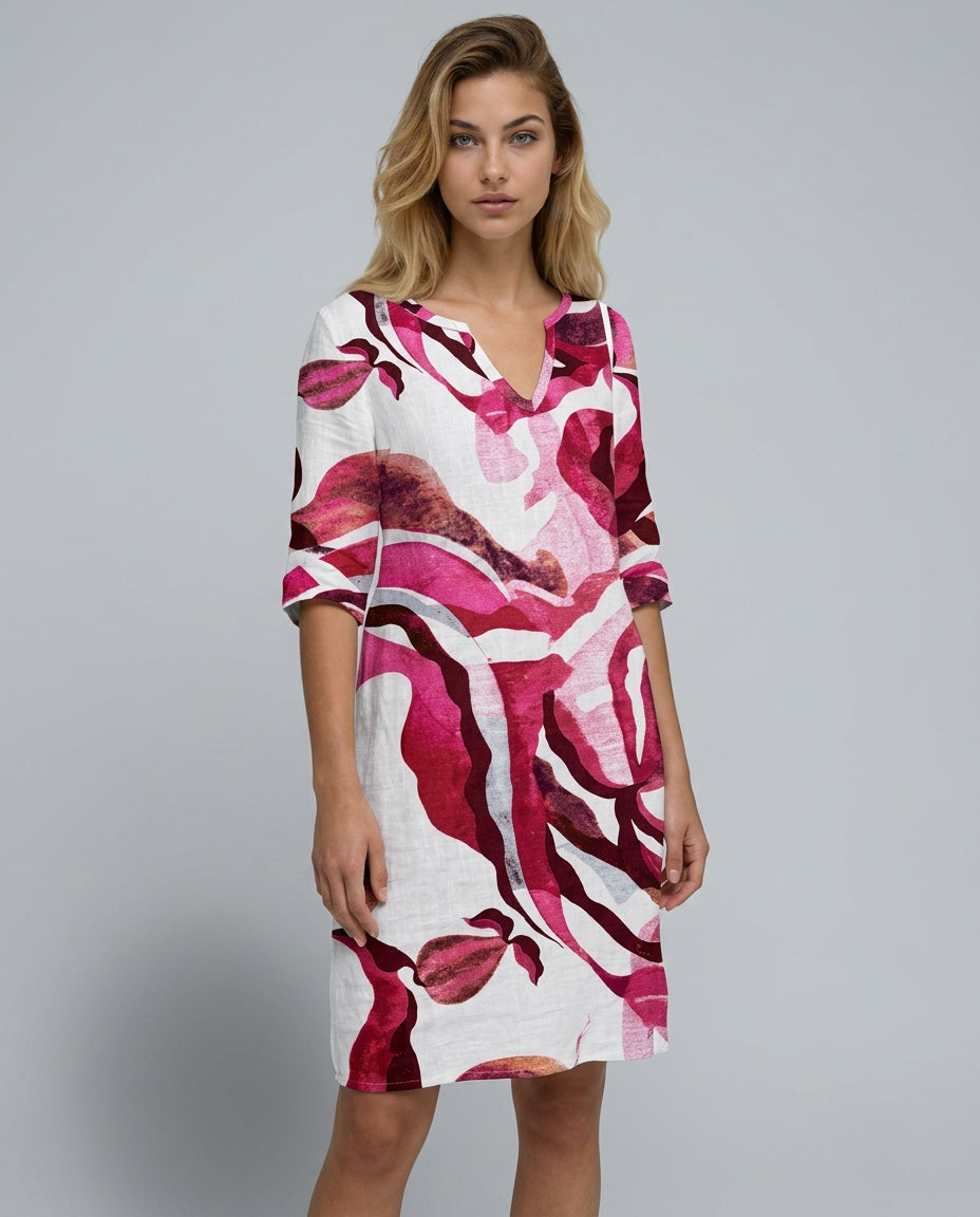 Elena | Abstract Print Summer Midi Dress