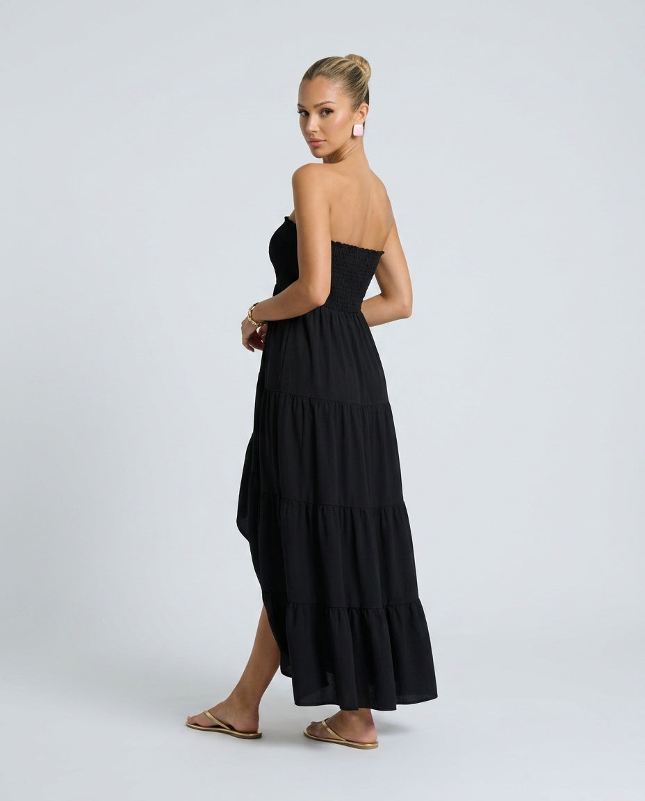 Harlow | Strapless Ruched Maxi Dress