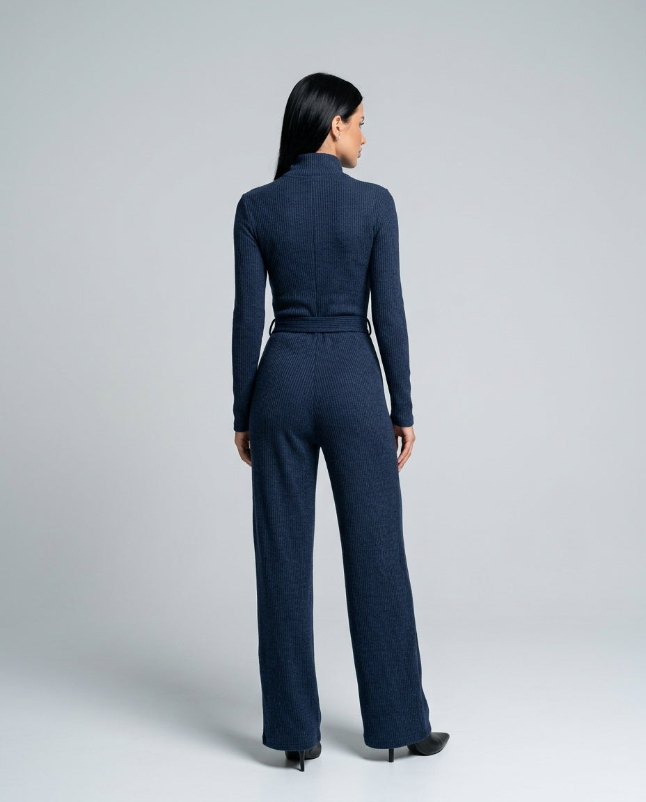 Zara | Knit Sparkling Zipper-Front Jumpsuit