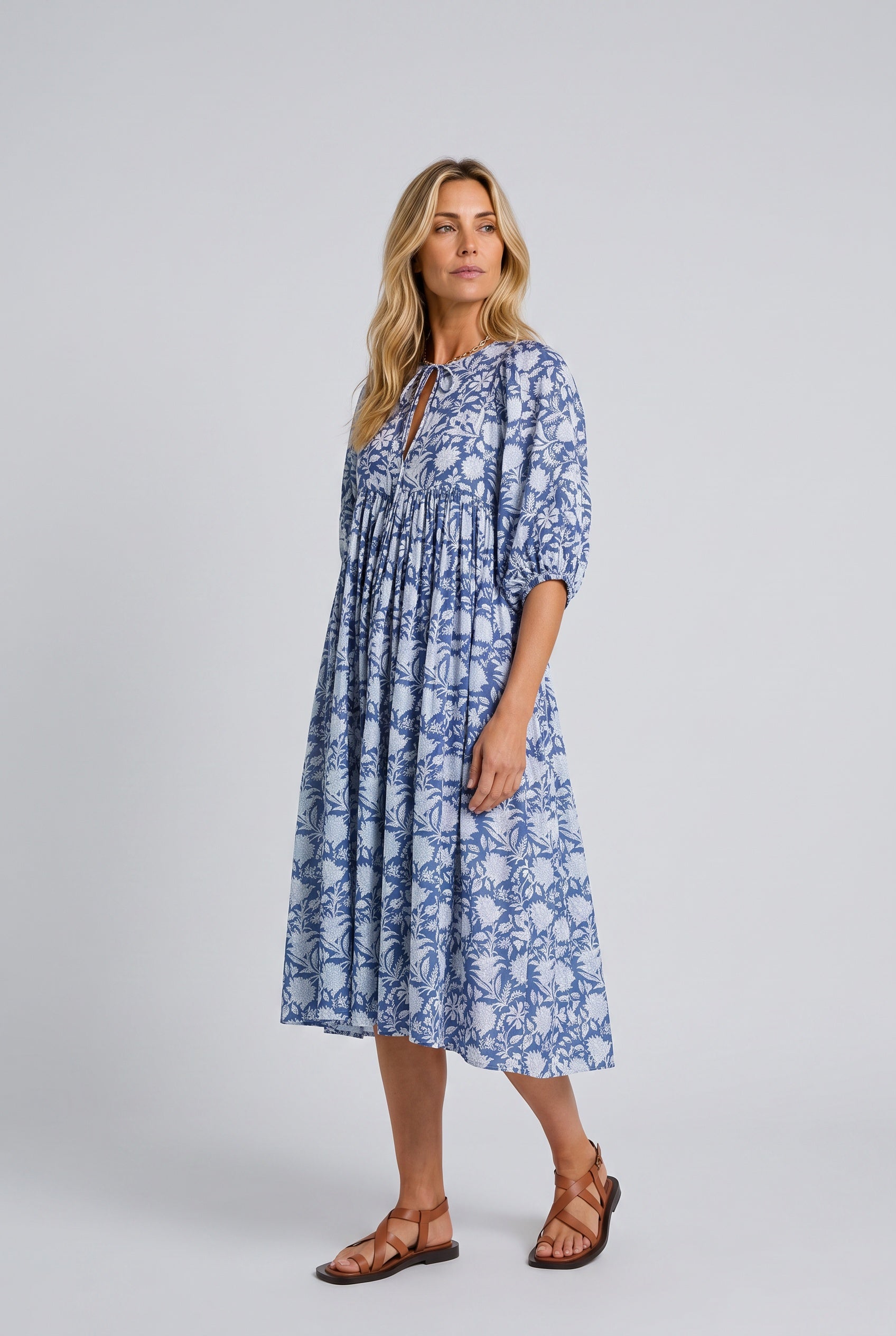 Selene | Floral Print Boho Midi Dress