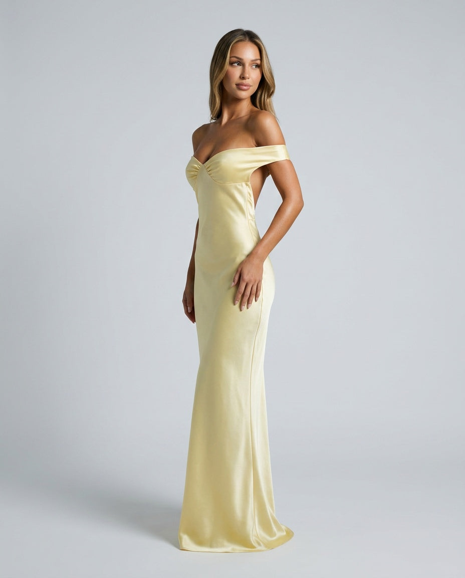 Ivy | Off-Shoulder Satin-Look Maxi Dress