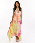 Elowen | Hibiscus Floral Halter Maxi Dress