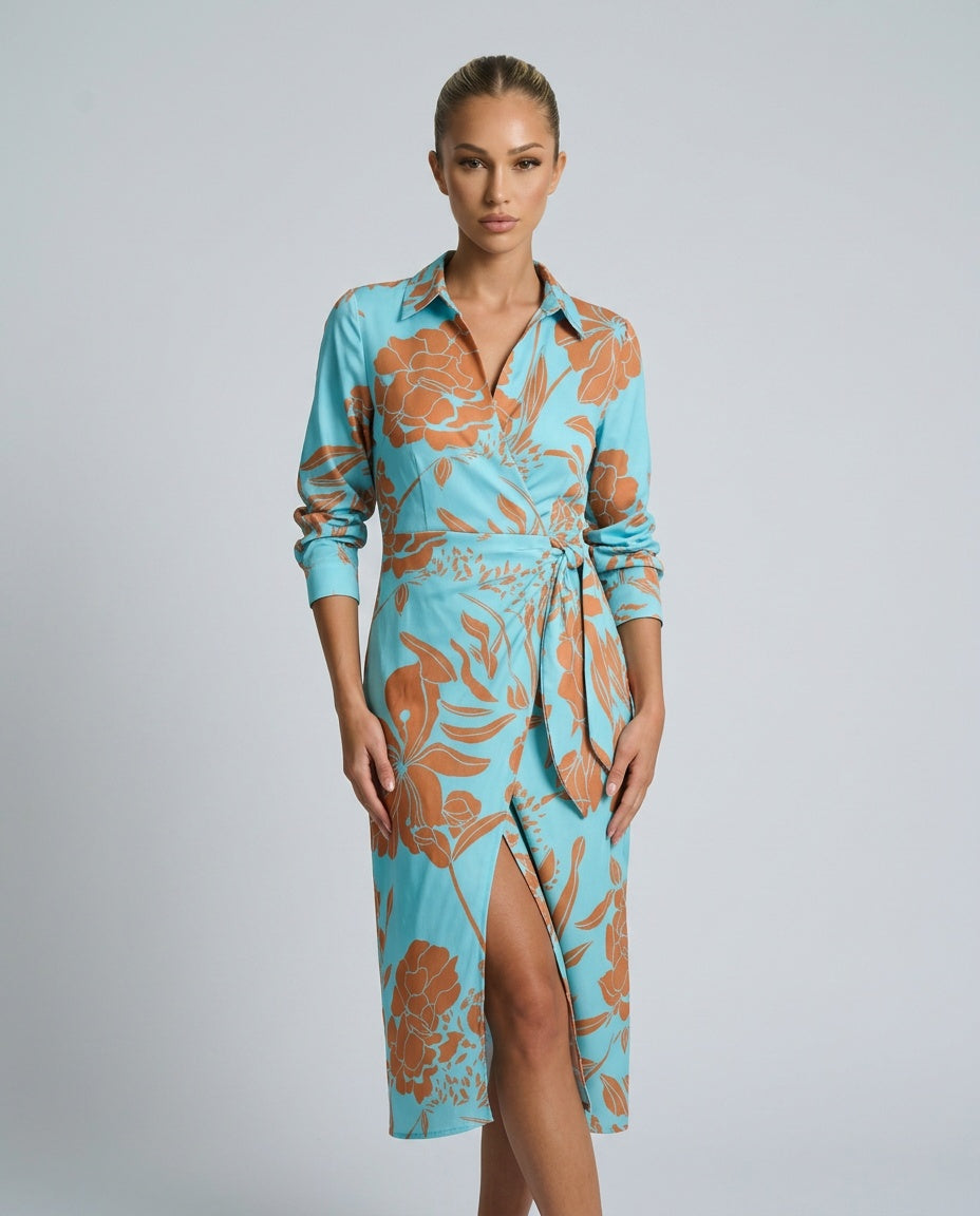 Esmee | Wrap Midi Dress in Print & Solid Colours