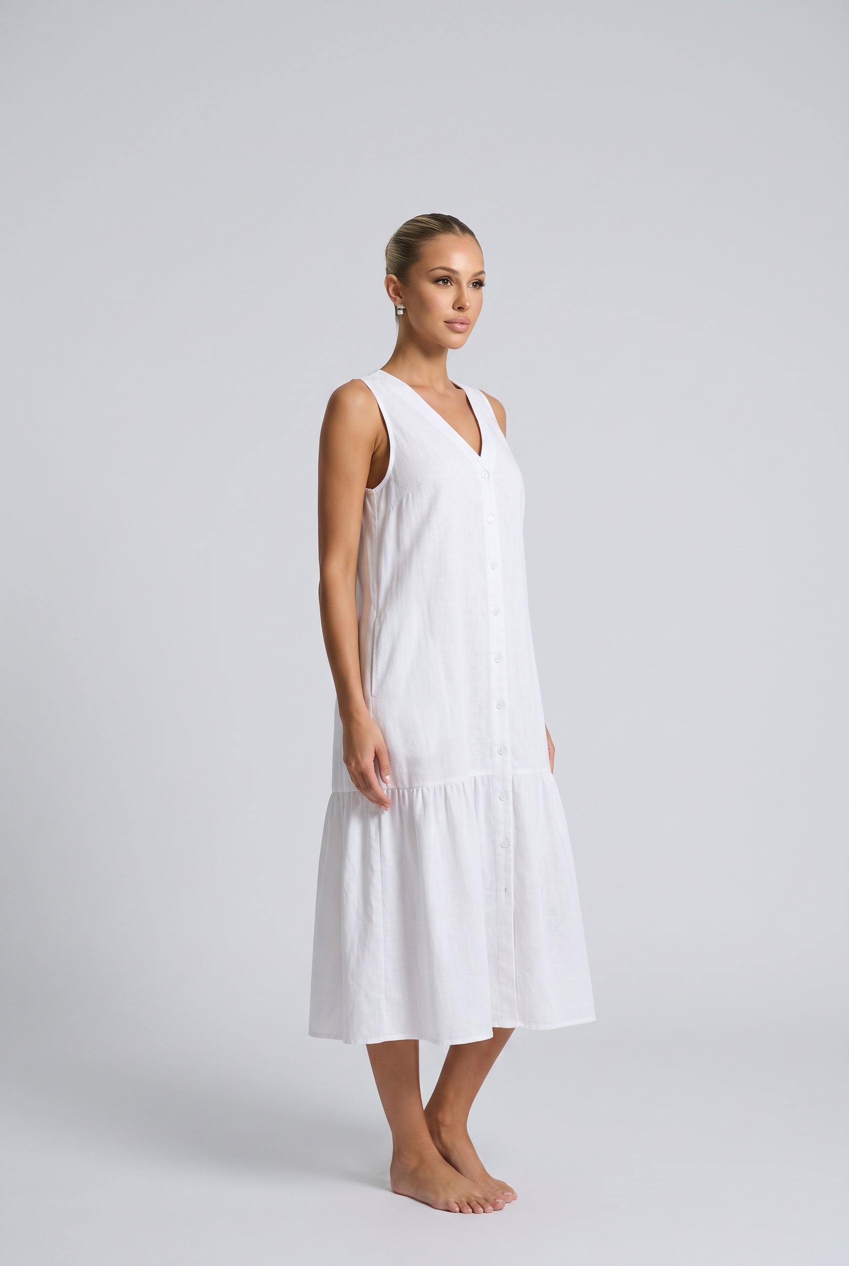 Ines | Sleeveless Button-Front Midi Dress