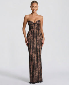 Kira | Off-Shoulder Lace Sweetheart Maxi Dress