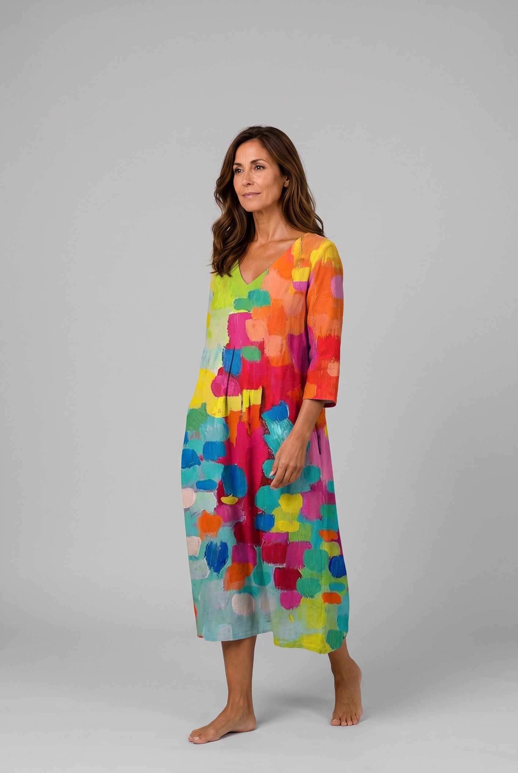 Mara | Abstract Print Multicolour Maxi Dress