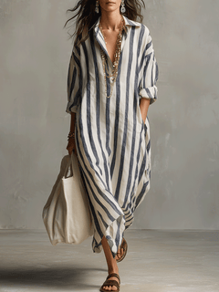 WREN — Striped Shirt Maxi Dress