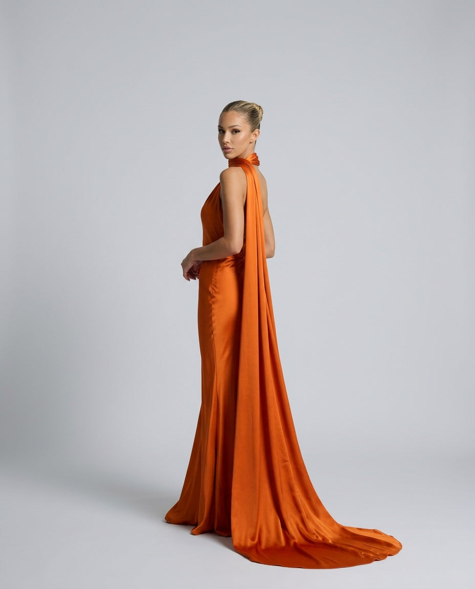 Ada | One-Shoulder Open Back Satin Maxi Dress