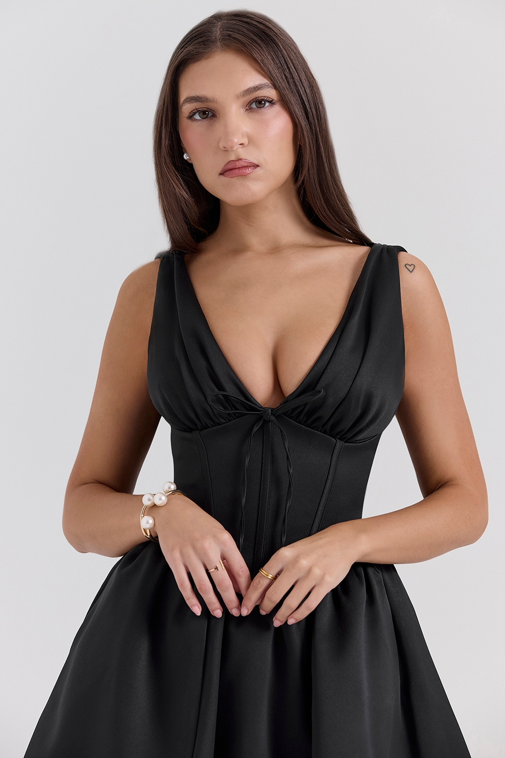 Pat | Satin-Look Mini Dress with Gathered Skirt Detail